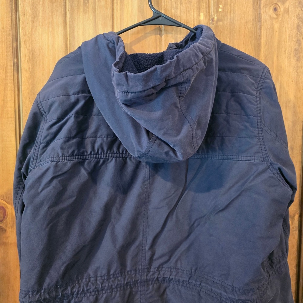 Columbia Hooded Jacket Women XL Navy Blue Excellent Sherpa Lined Parka Coat - Picture 7 of 8